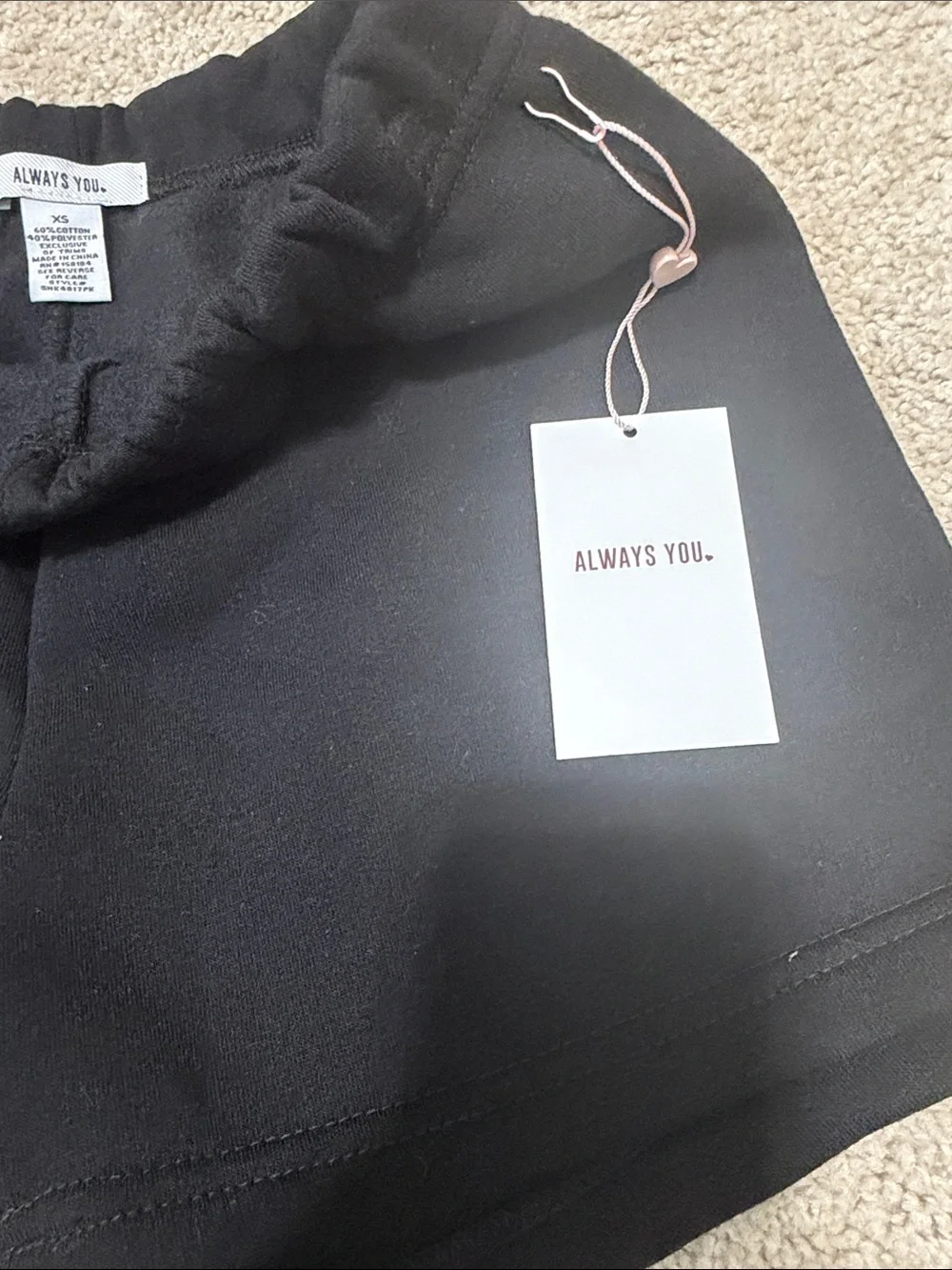 Always Black Elastic-Waist Athletic Shorts
